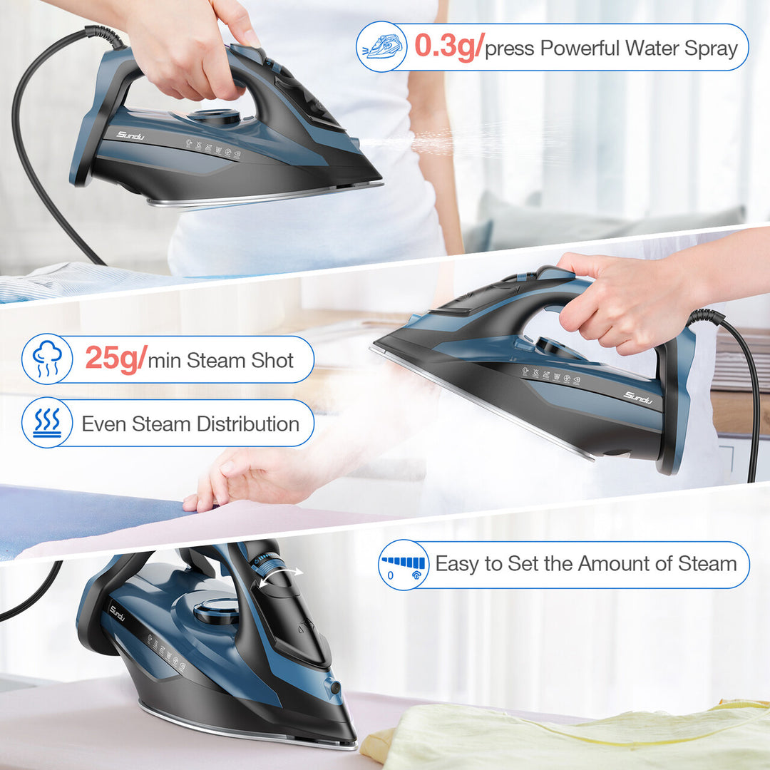 Steam Iron for Clothes with Rapid Heating Ceramic Coated Soleplate